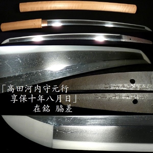 「高田河内守本行　享保十年八月日」在銘　脇差　鍛えられた良い肌をした力強き一振りです　【安値出発】k325