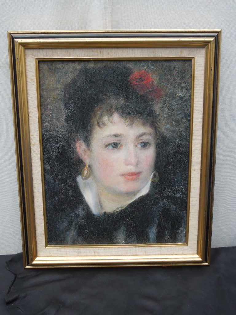 複製画 オーギュスト・ルノワール 油彩 額 バラを飾る少女 1876年