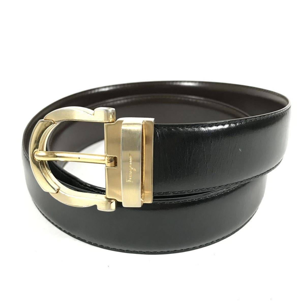 フェラガモ】本物 Ferragamo ベルト ガンチーニ 全長106cm 幅3cm 本革