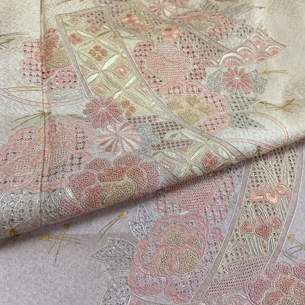 着物月花 三大総刺繍 蘇州刺繍 相良刺繍 汕頭刺繍 ぼかし染 品のある花 訪問着 正絹 ki993
