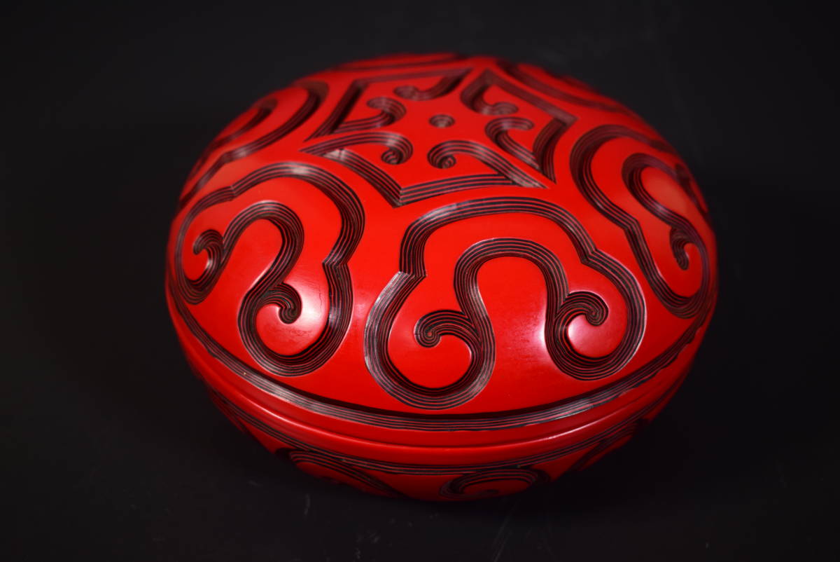 和】6713 中国古美術 唐物 堆朱具利蓋物 菓子器 茶道具 倶利 【公式通販】