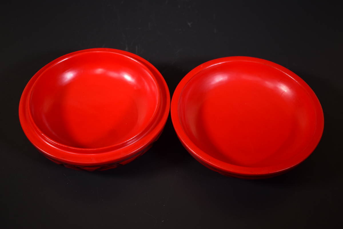 和】6713 中国古美術 唐物 堆朱具利蓋物 菓子器 茶道具 倶利 【公式通販】