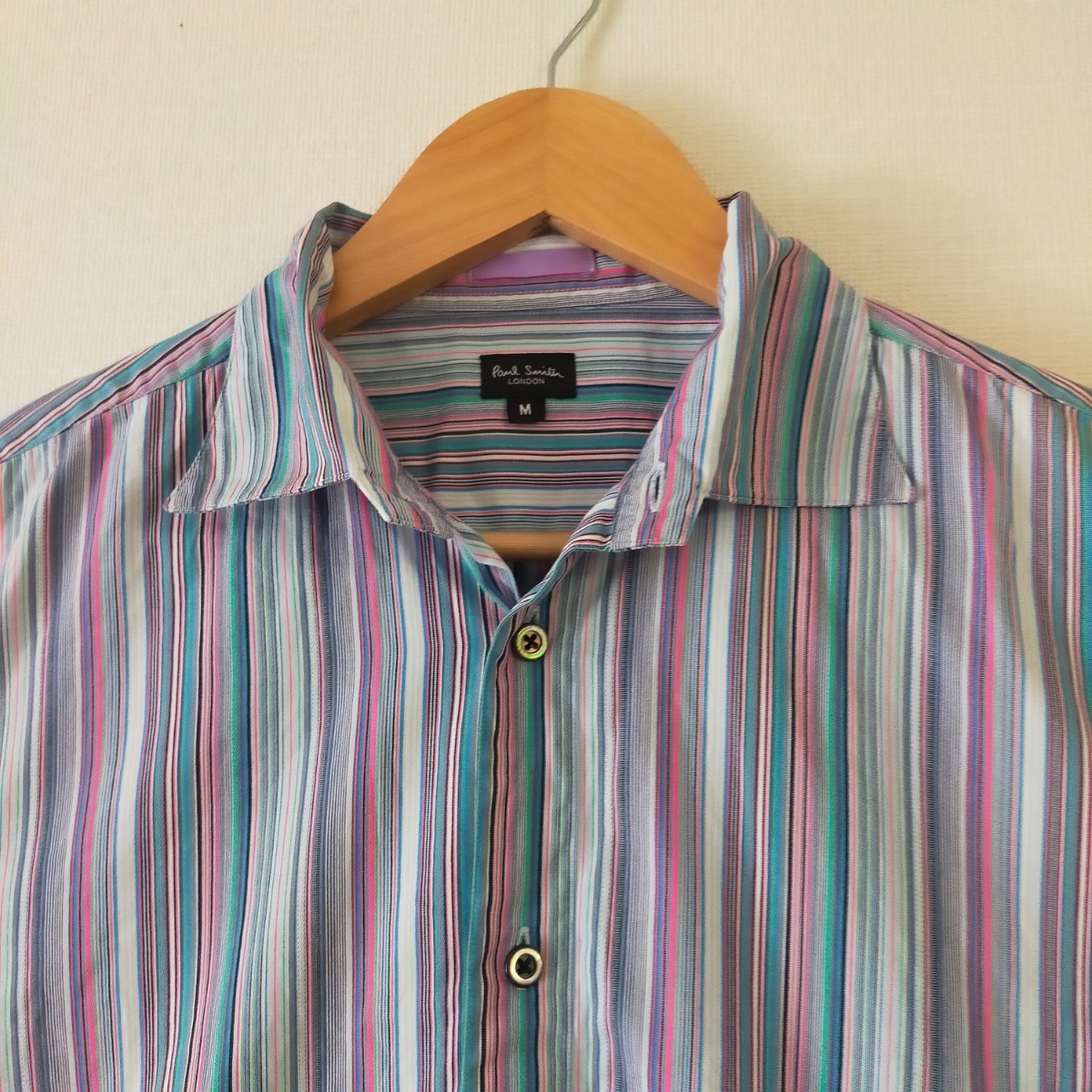 Paul Smith　Mサイズ　ポールスミス　マルチストライプ　シャツ　半袖　総柄　ストライプ