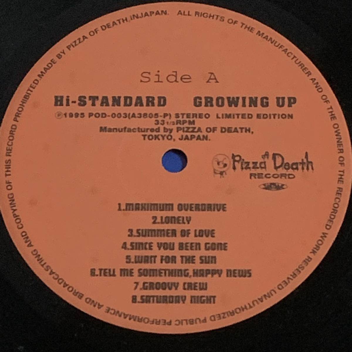Hi-STANDARD Growing UP 国内盤 LP PIZZA OF DEATH ハイスタ レコード 