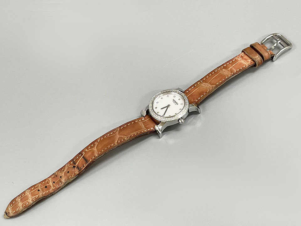 HERMES エルメスHウォッチロンドダイヤ付きアリゲーター
