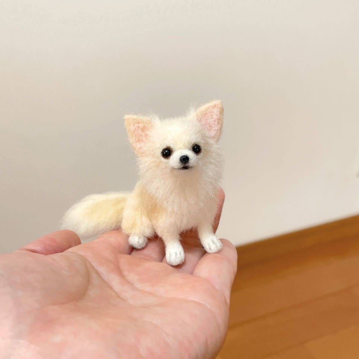 ぴのきち☆6.3cmのクリームチワワちゃん☆羊毛フェルト 犬 チワワ