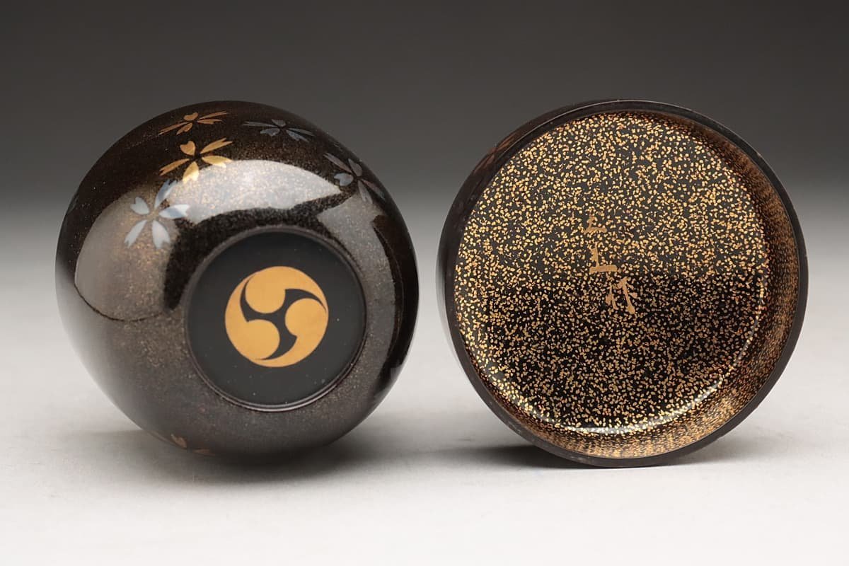 棗 梨地 金蒔絵 ち 茶道具 在銘 波紋蒔絵 共布・合わせ箱 Y3727-3 中