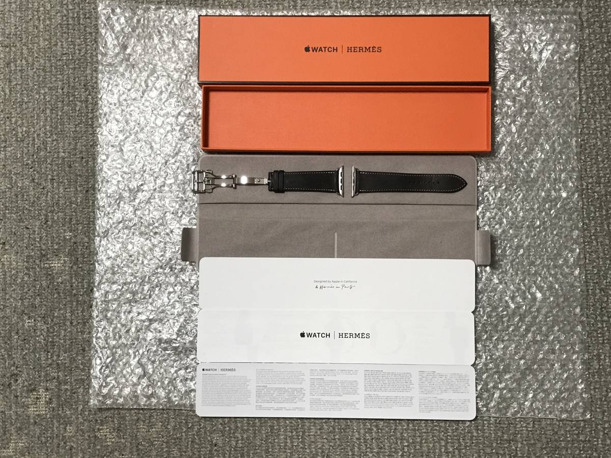 新品同様 Apple Watch Herms 42mm 44mm 45mmケース用ヴォー バレニア エベンヌ シンプルトゥールディプロイアントバックルレザー