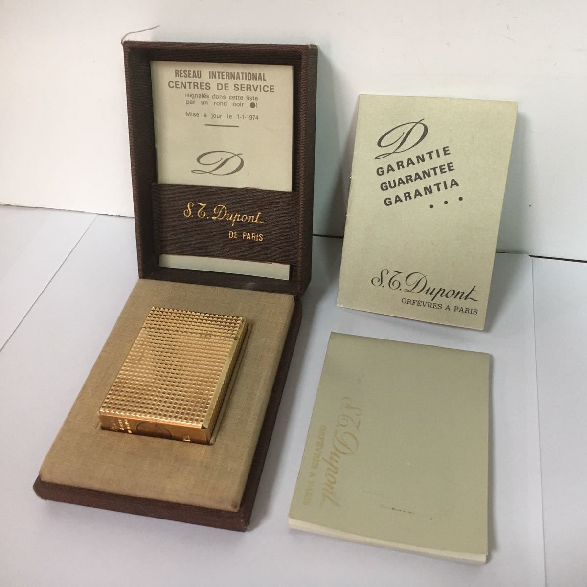 S.T.Dupont デュポン ガスライター ローラー式 喫煙具 ゴールド 箱付