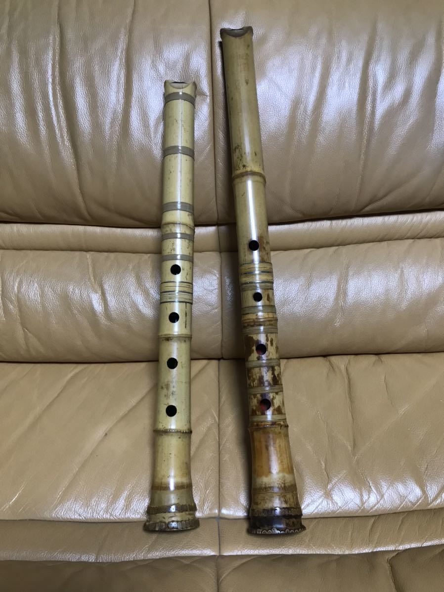 琴古流尺八2本セット！　竹仙銘(1尺6寸) 如童銘　2印(1尺8寸) 名管まとめての出品