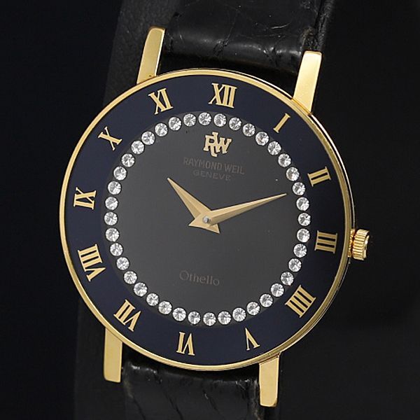 1円 稼働 良品 QZ レイモンドウィル ジュネーブ OTHELLO ネイビー文字盤 KDY レディース腕時計 KOR 1512000