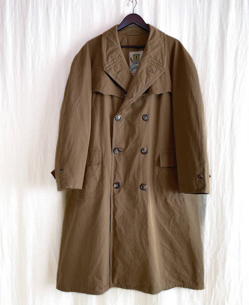 60s イタリア製 二枚布 コットン ロングコート L〜XL ユーロ 