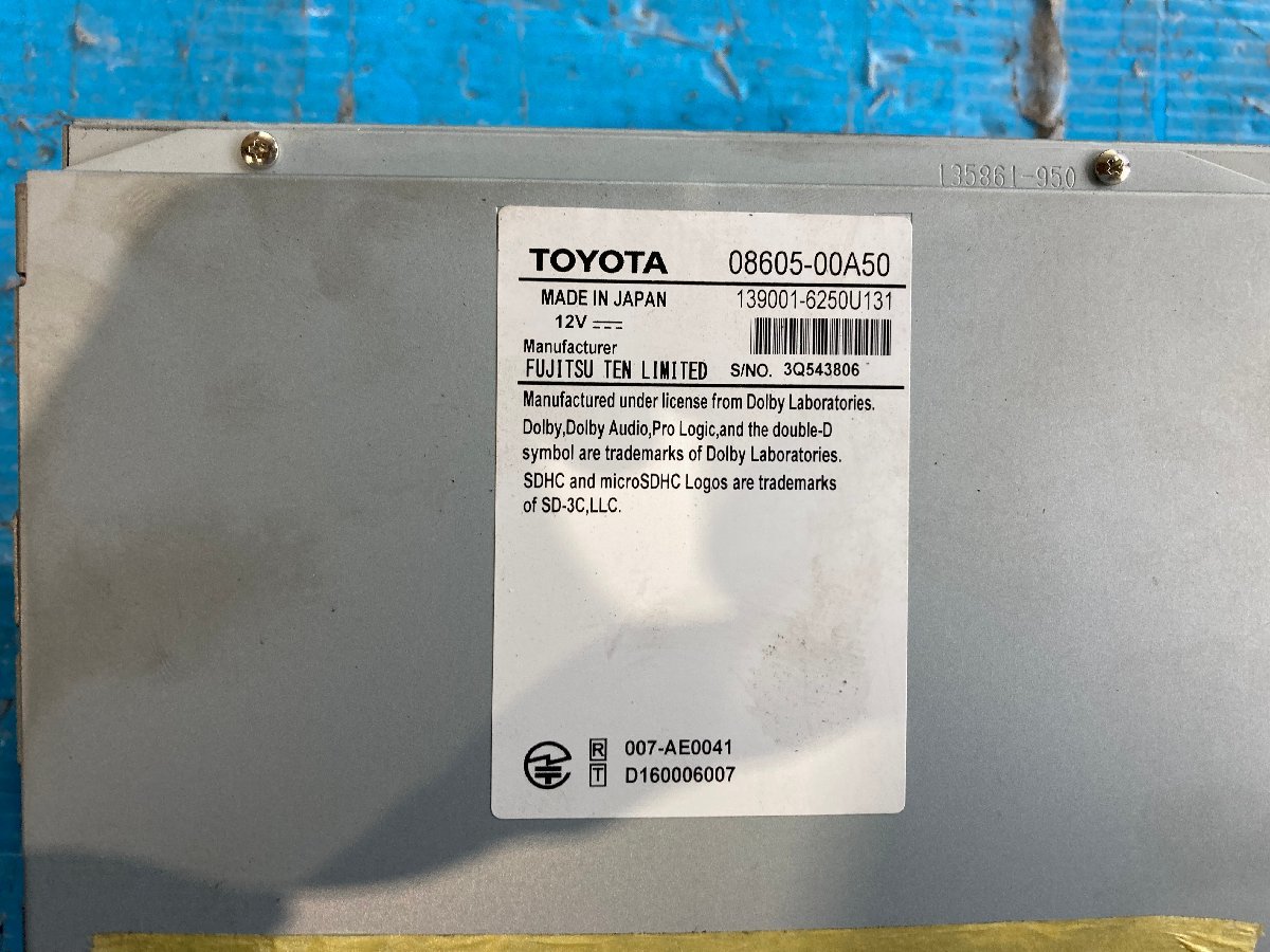 トヨタ純正 NSZT-W66T 08605-00A50 フルセグ 地図2018年 (104207)