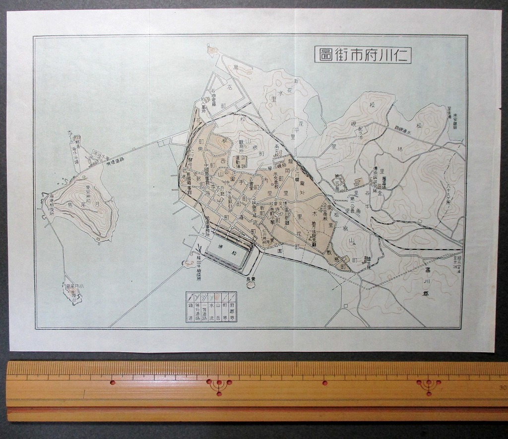 通販 相場 戦前朝鮮地図☆仁川市街地計画平面図