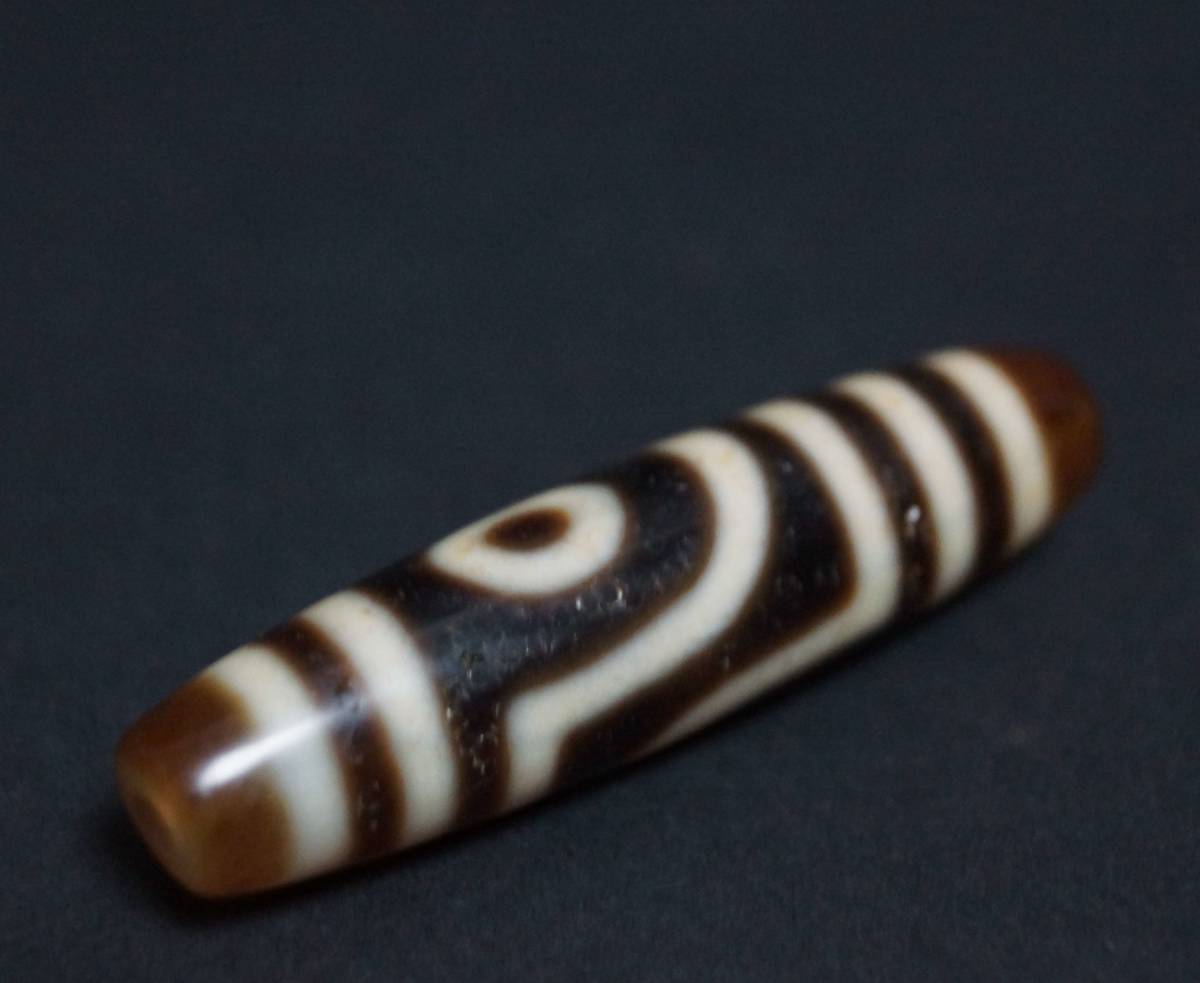 寂】チベット 仏眼天珠 老天珠 根付 緒締玉 提げ物 装飾品☆時代物