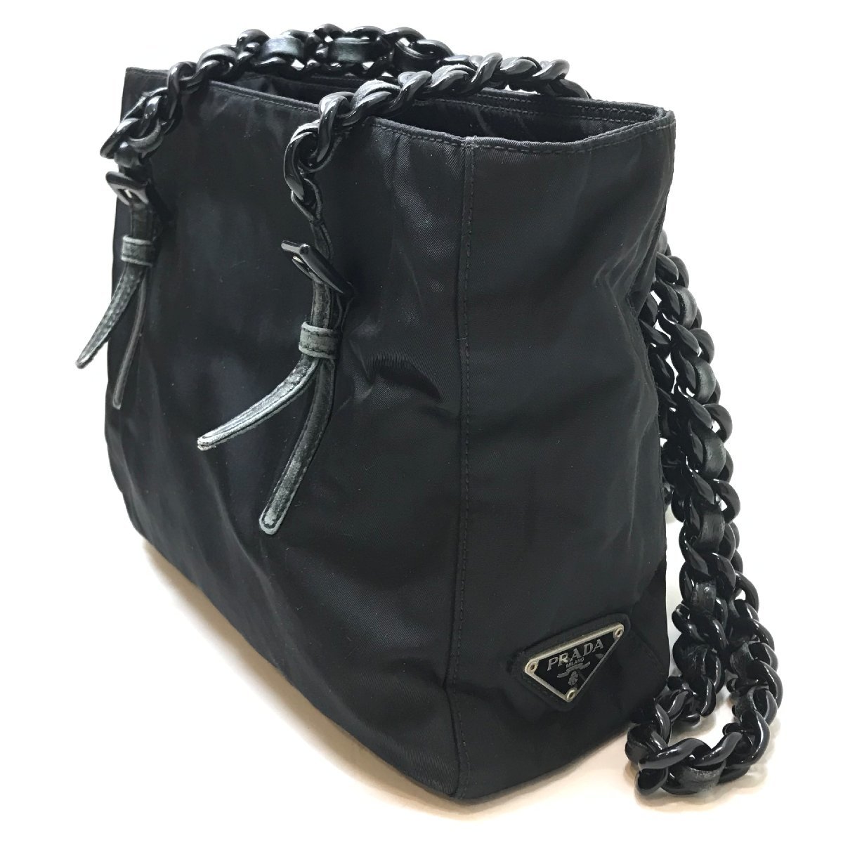 プラダ PRADA ナイロン チェーン 1円 三角ロゴ ロゴプレート 1円
