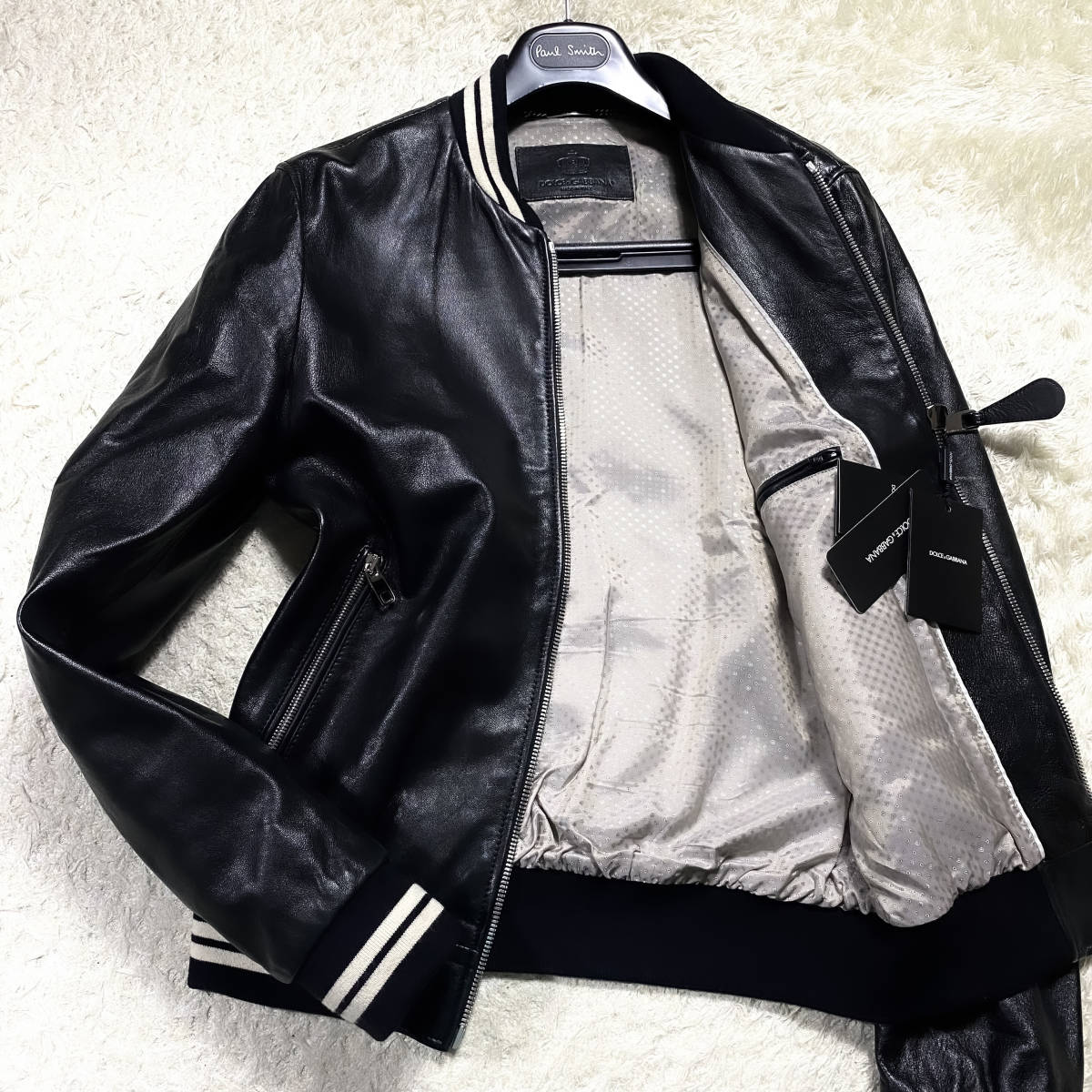 極美品22SS!DOLCE&GABBANAベイビーラムレザージャケット近現行モデル 