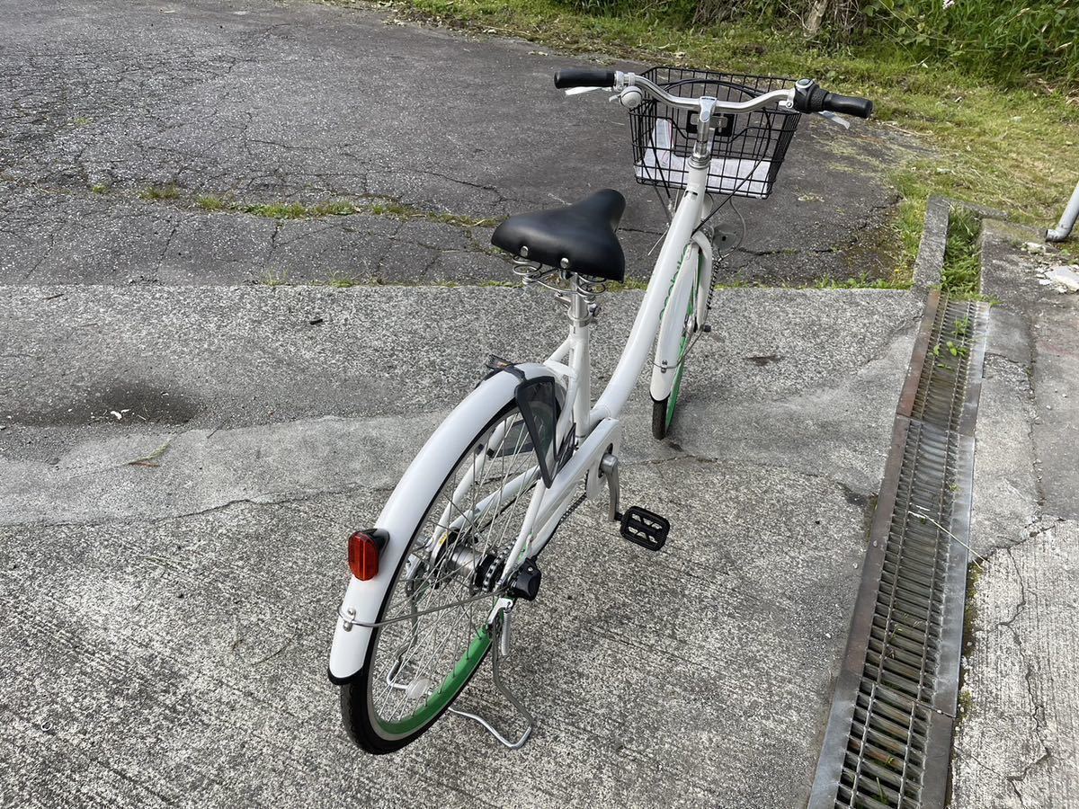 自転車 24インチ ノーパンクタイヤ 3段変速(SHIMANO製) 鍵なし カゴ 