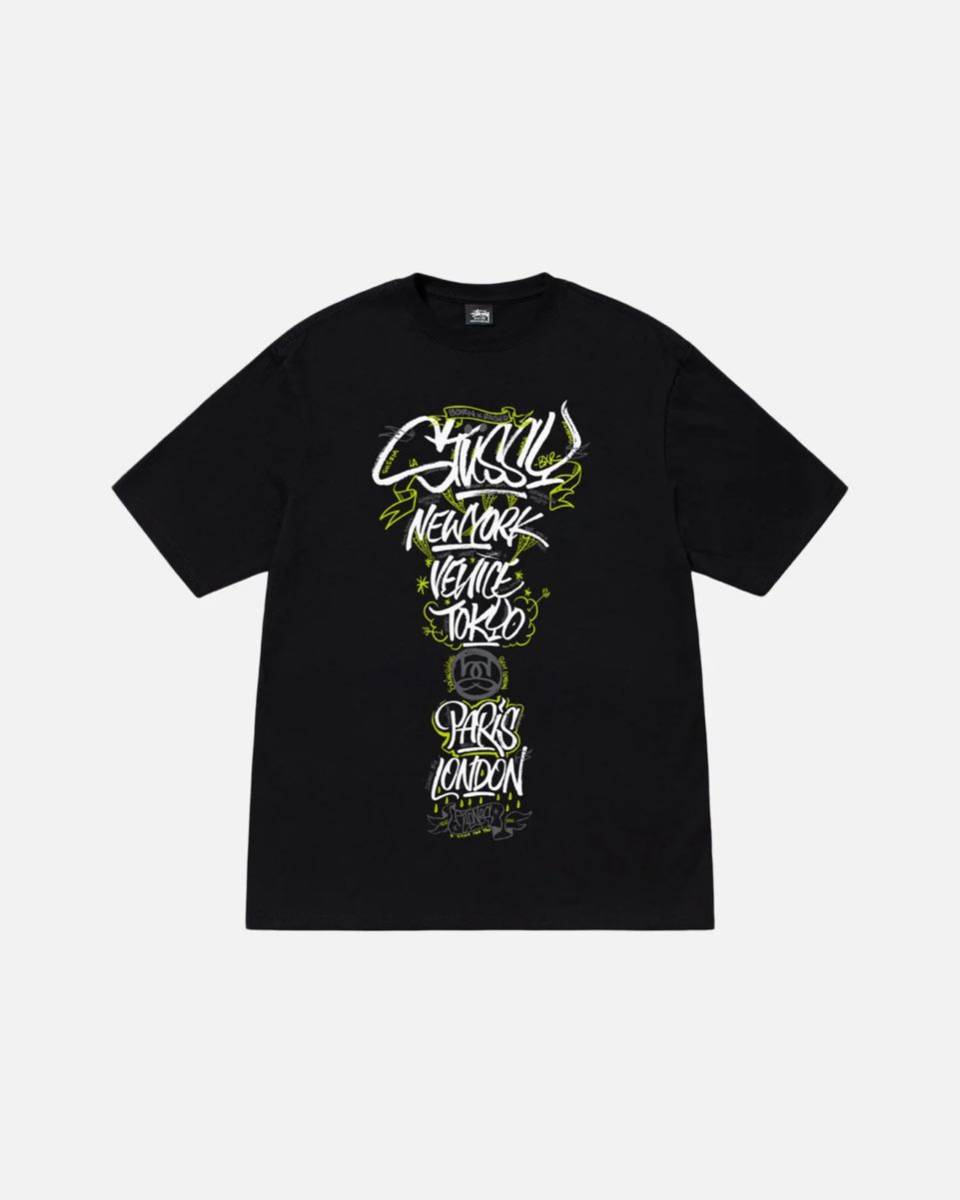 新品 SIZE XL STUSSY & BORN X RAISED HANDSTYLES TEE ステューシー ボーン レイズド ハンドスタイルズ 8ボール 黒 Tシャツ ブラック
