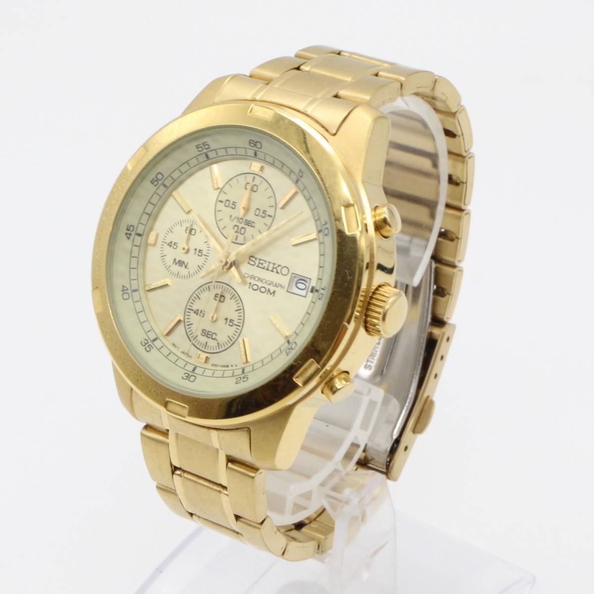 SEIKO セイコー】 CHRONOGRAPH クロノグラフ 100M 4T57-00B0 デイト 