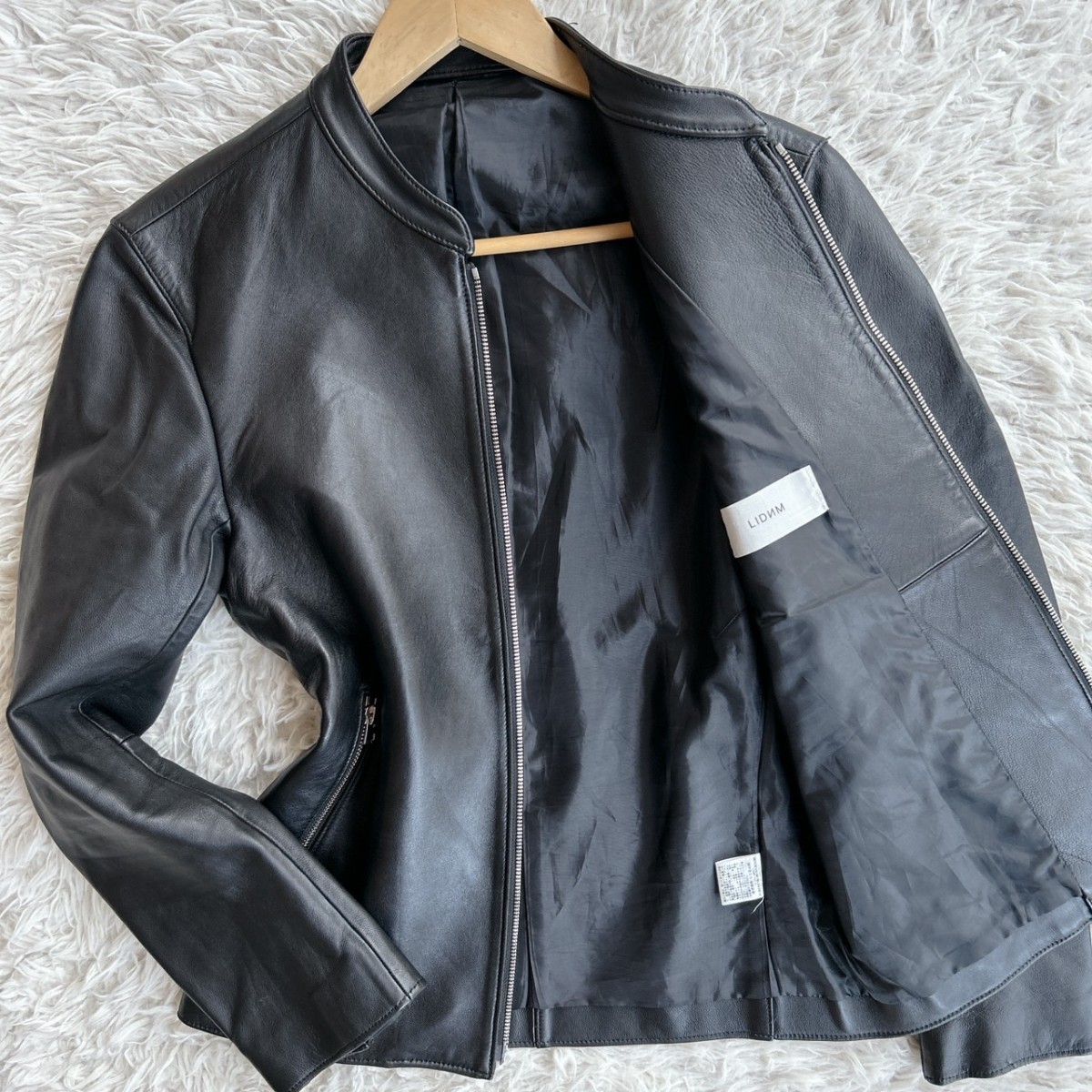 希少Lサイズ！極美品！【極上のラムレザー】LIDNM シングルライダース