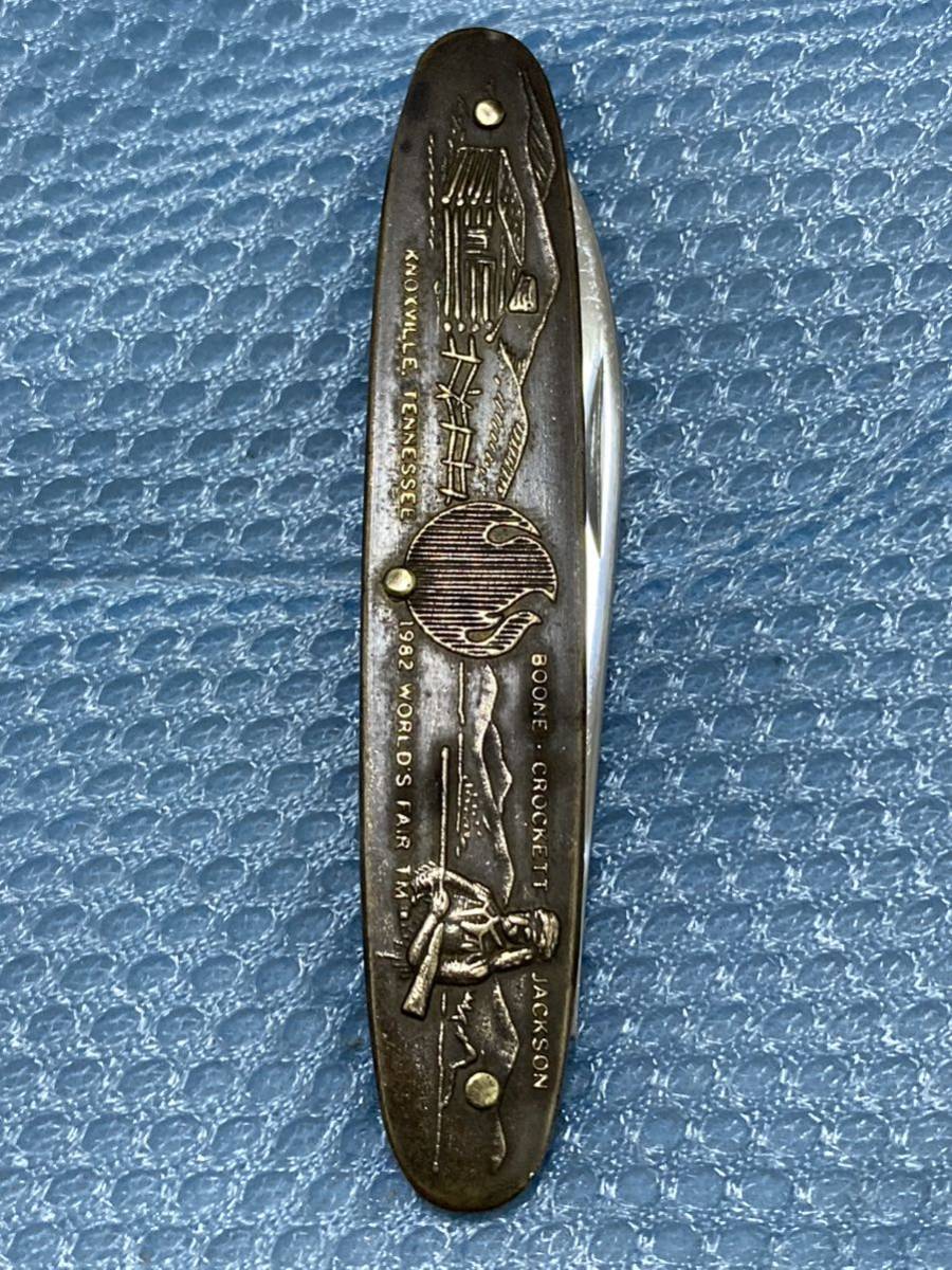 PARKER CUT CO SURGICAL STEEL　1982 WORLD FAIR TM COLUMBIA CROCKETT JACKSON 当時物　フォールデングナイフ