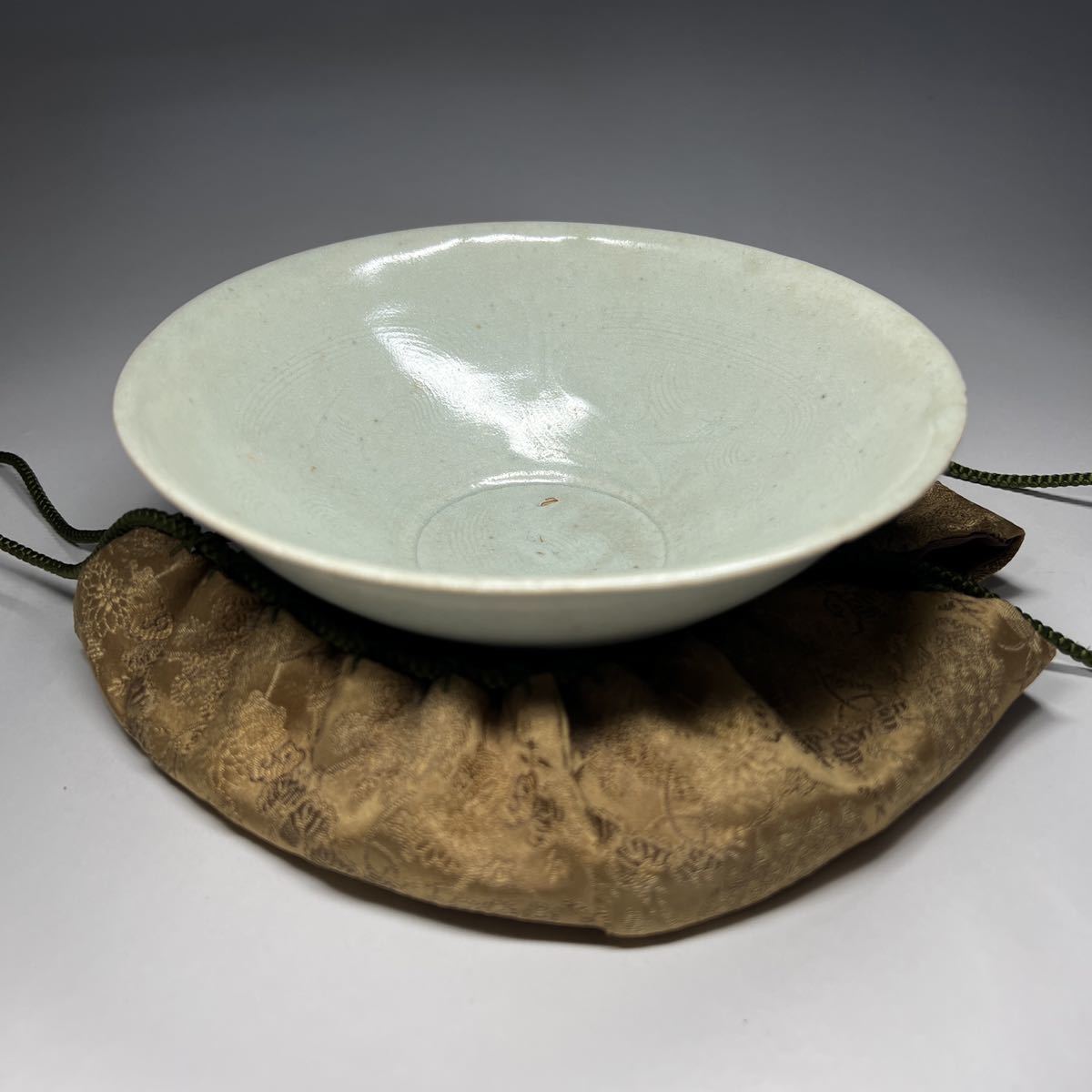 陳元贇 三つ葉葵紋 平茶碗 / 抹茶碗 茶道具 尾張徳川 家紋 抹茶茶碗