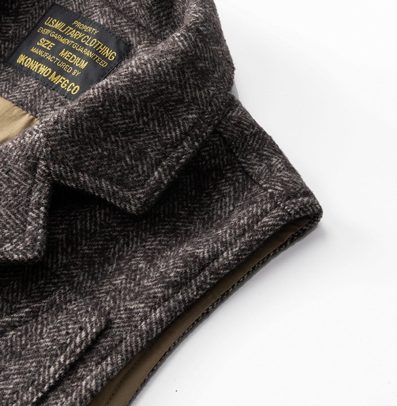 アメカジ レトロ ツイード ヘリンボーン ワークベスト 春 秋 冬 65%ウール ベスト メンズ 紳士用 ファション グレー S