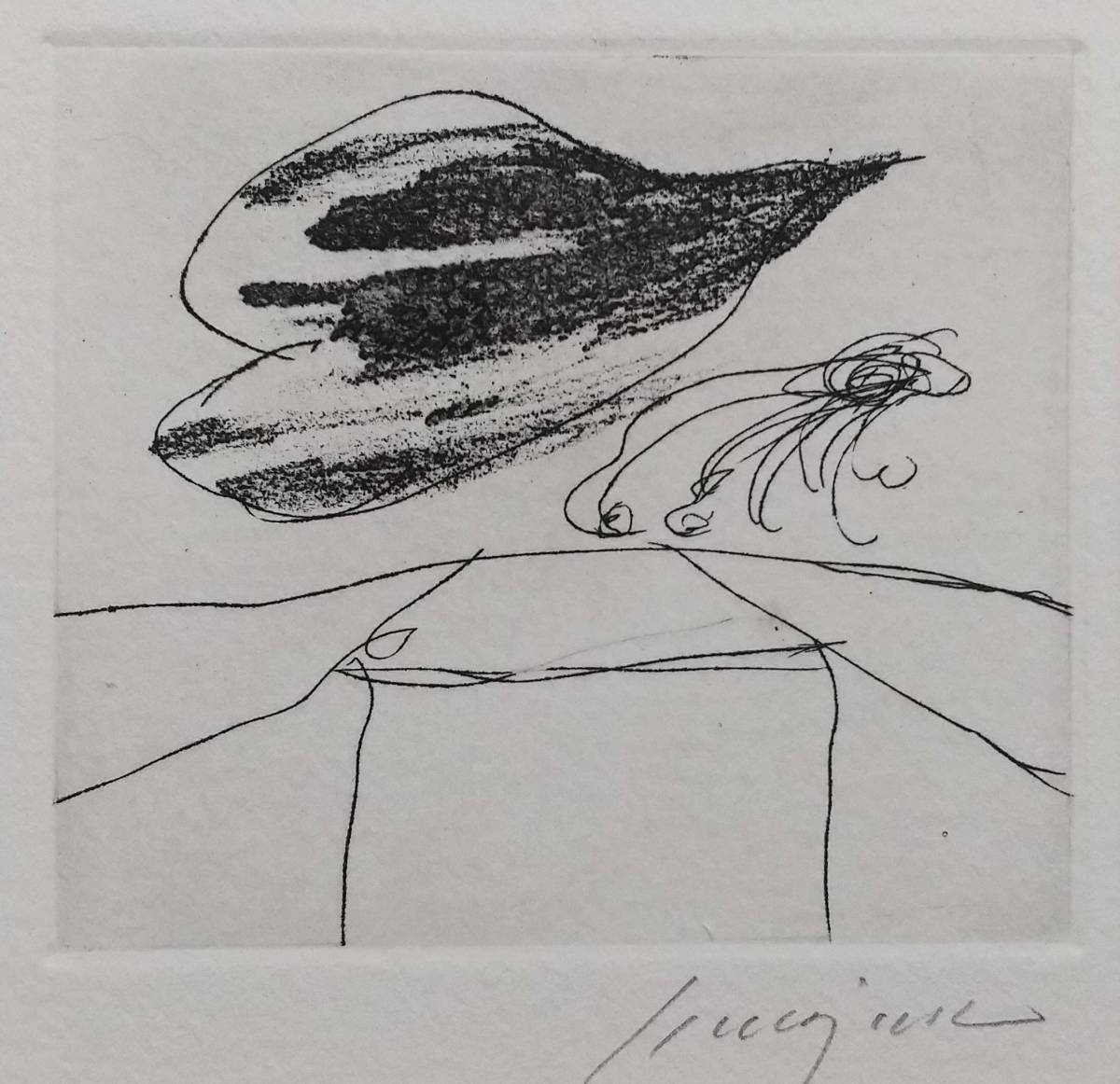 野見山暁治 銅版画 東京藝術大学ATELIER C-126カレンダー1990より 直筆