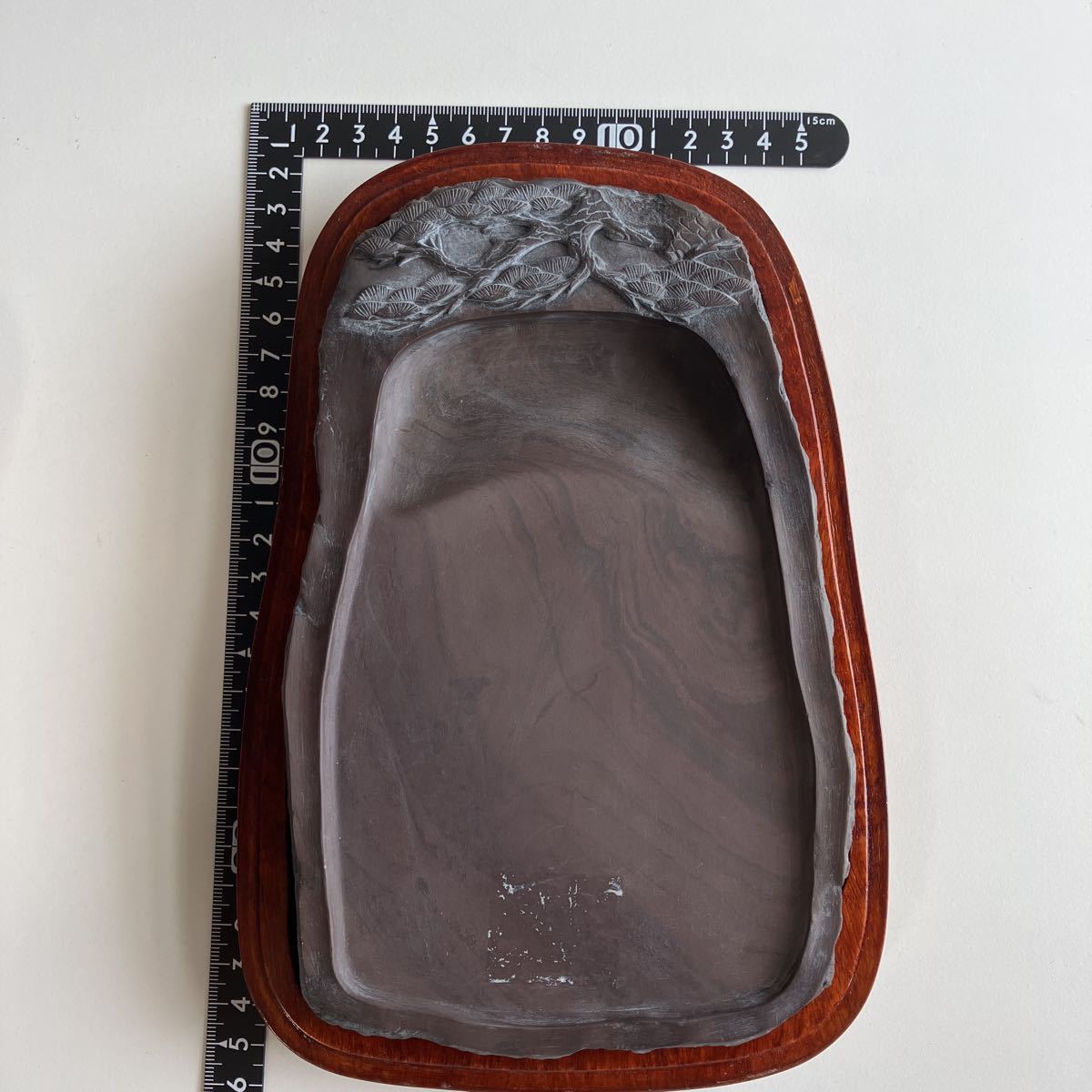 中国 中国美術 端渓硯 硯箱 火捺硯　松模様