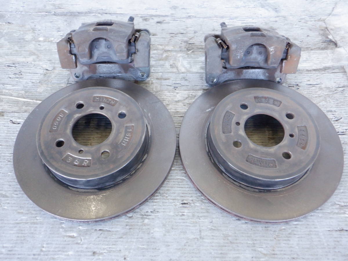 即決　H15年 HN22S Kei N-1 K6Aターボ AT 2WD　純正 フロントブレーキ キャリパー ローター 左右 14V /16【5-25537】80924