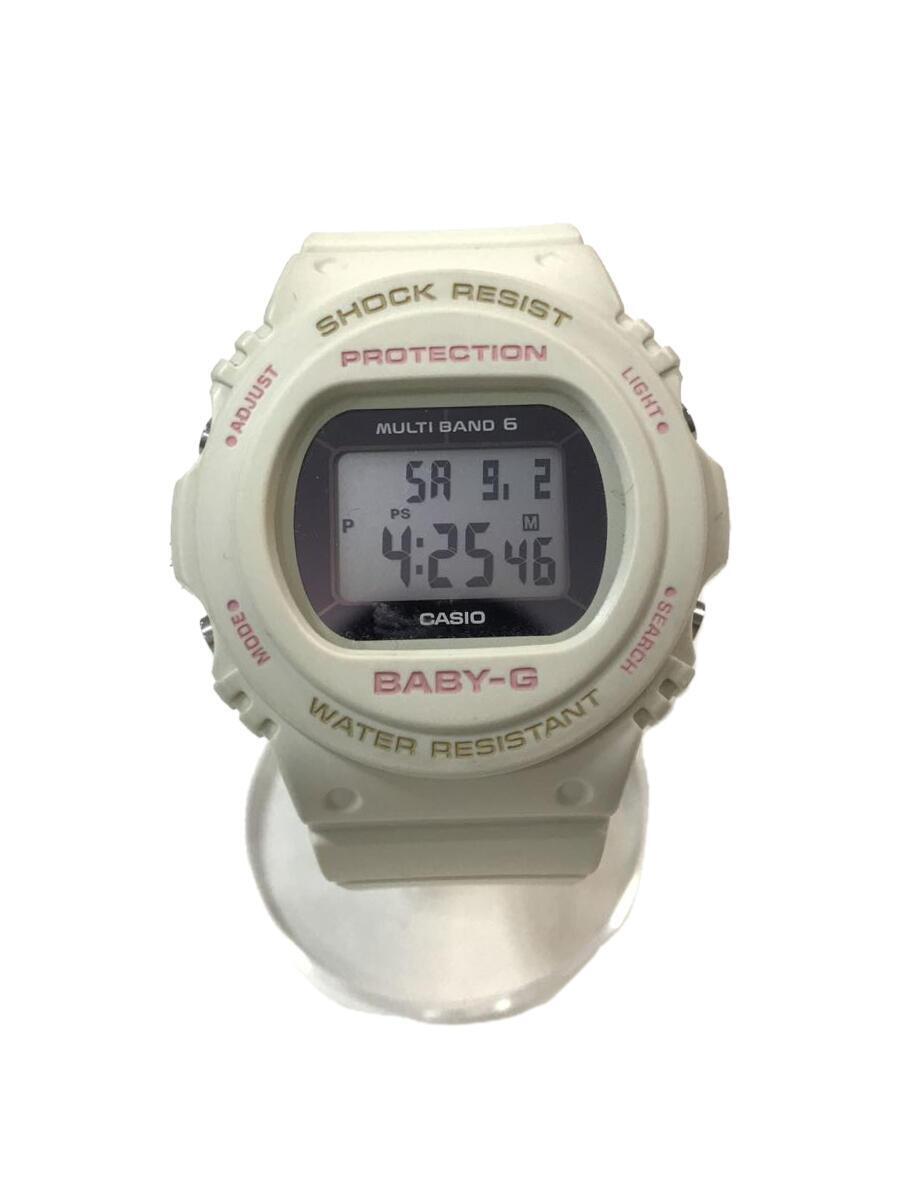 CASIO◆ソーラー腕時計_BABY-G/デジタル/ラバー/BLK/WHT
