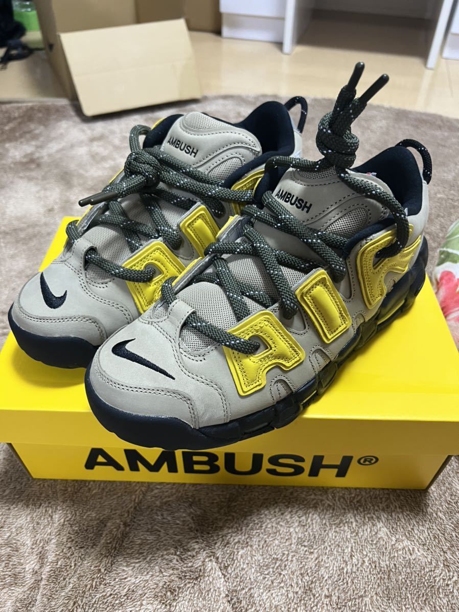 27.5cm 新品 AMBUSH × Nike Air More Uptempo Low Vivid Sulfur and Limestoneアンブッシュ × ナイキ モアテン
