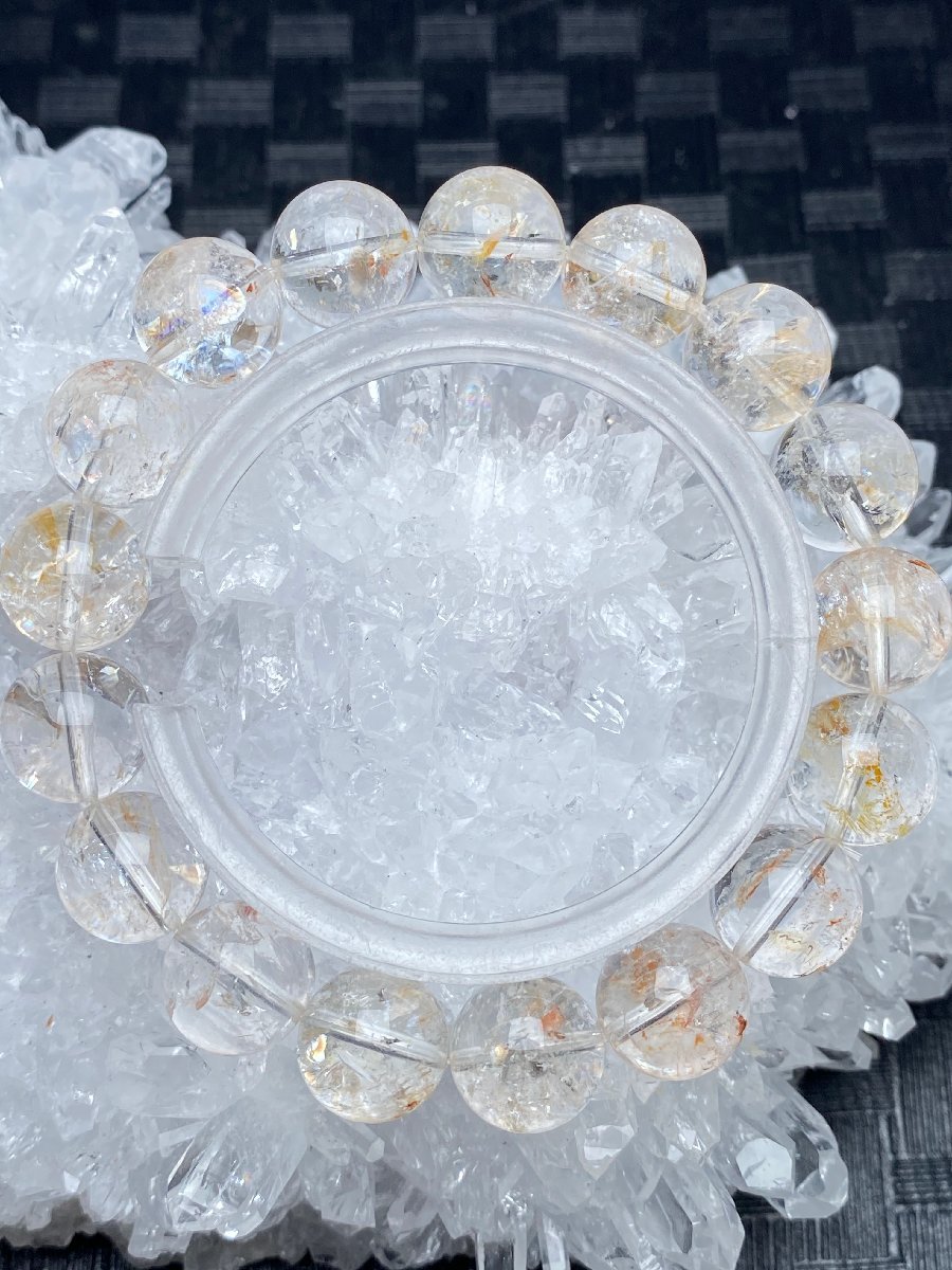 即決 1118h667 極美品★【オーロラクォーツ・イン・レインボーアイリスクォーツ】★ ブレス 12.5-13mm（新品）