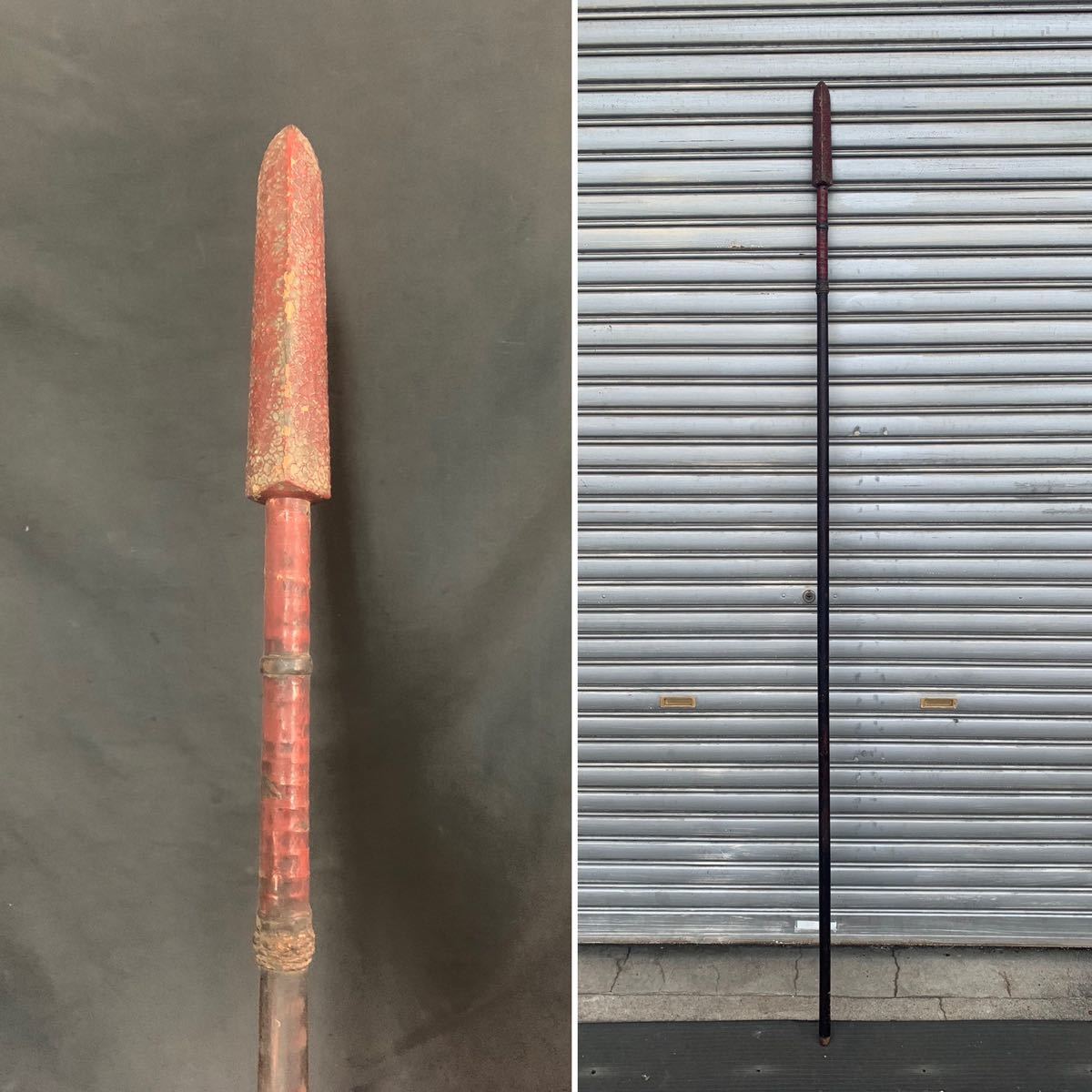 彪22o） 時代 槍 柄 鞘 拵 装具 全長197㎝ （0911R05090219） 刃美品槍