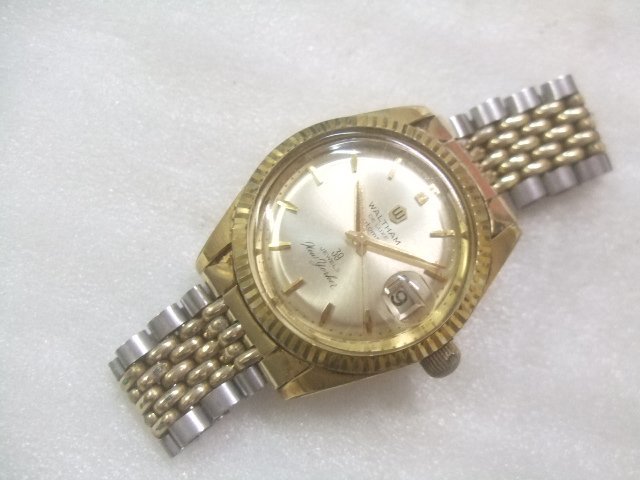 アンティーク60s最高級ウォルサムGF39石DXオートマチック純正ブレス付腕時計動品　Y207