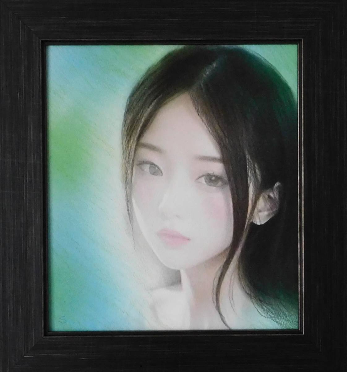 美少女　絵画　額付き 真作】京極 翔 「少女」 美人画 入賞、入選多数 アートフェア 新品額付