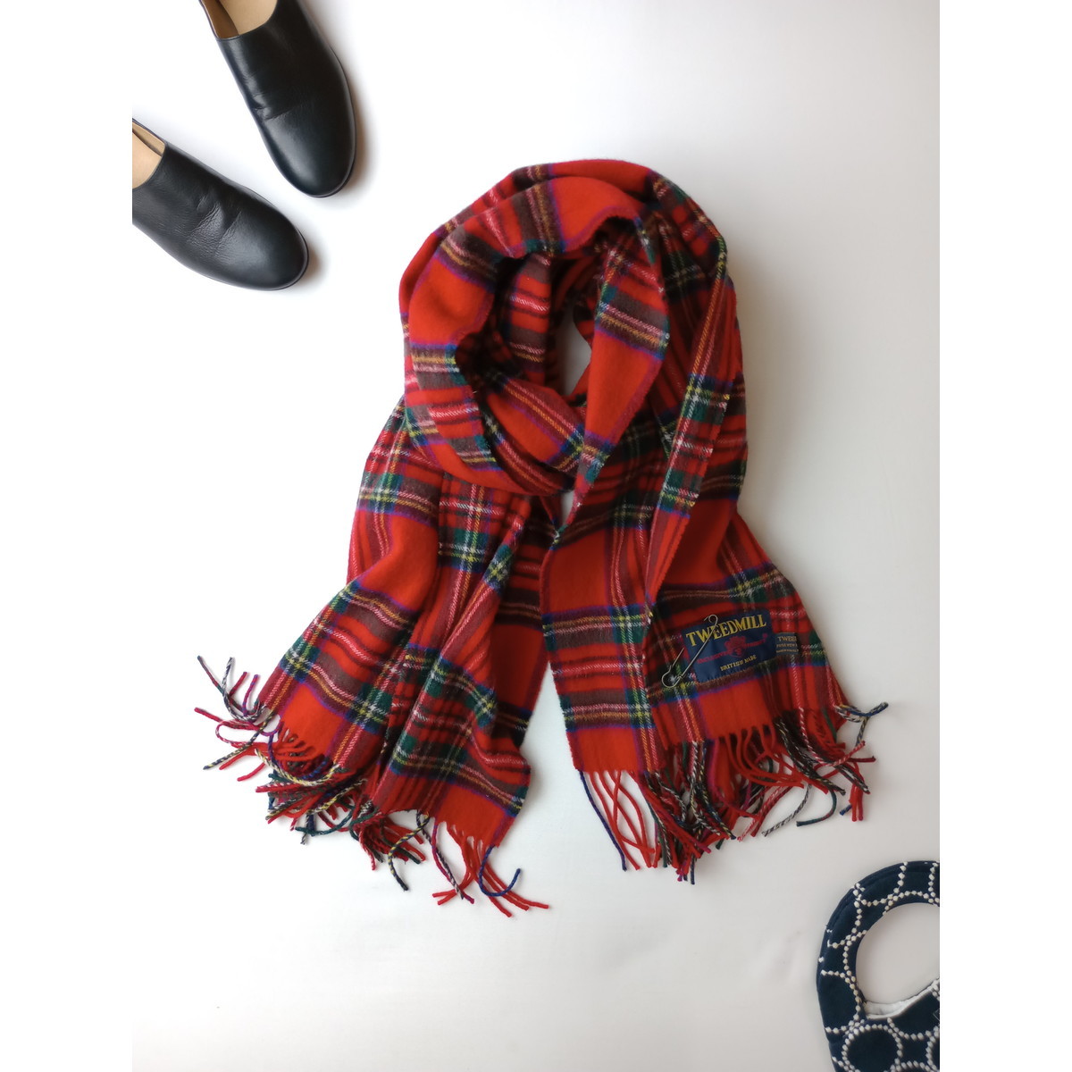 ツイードミル TWEEDMILL 大判 ストール 赤 チェック ツイードミル