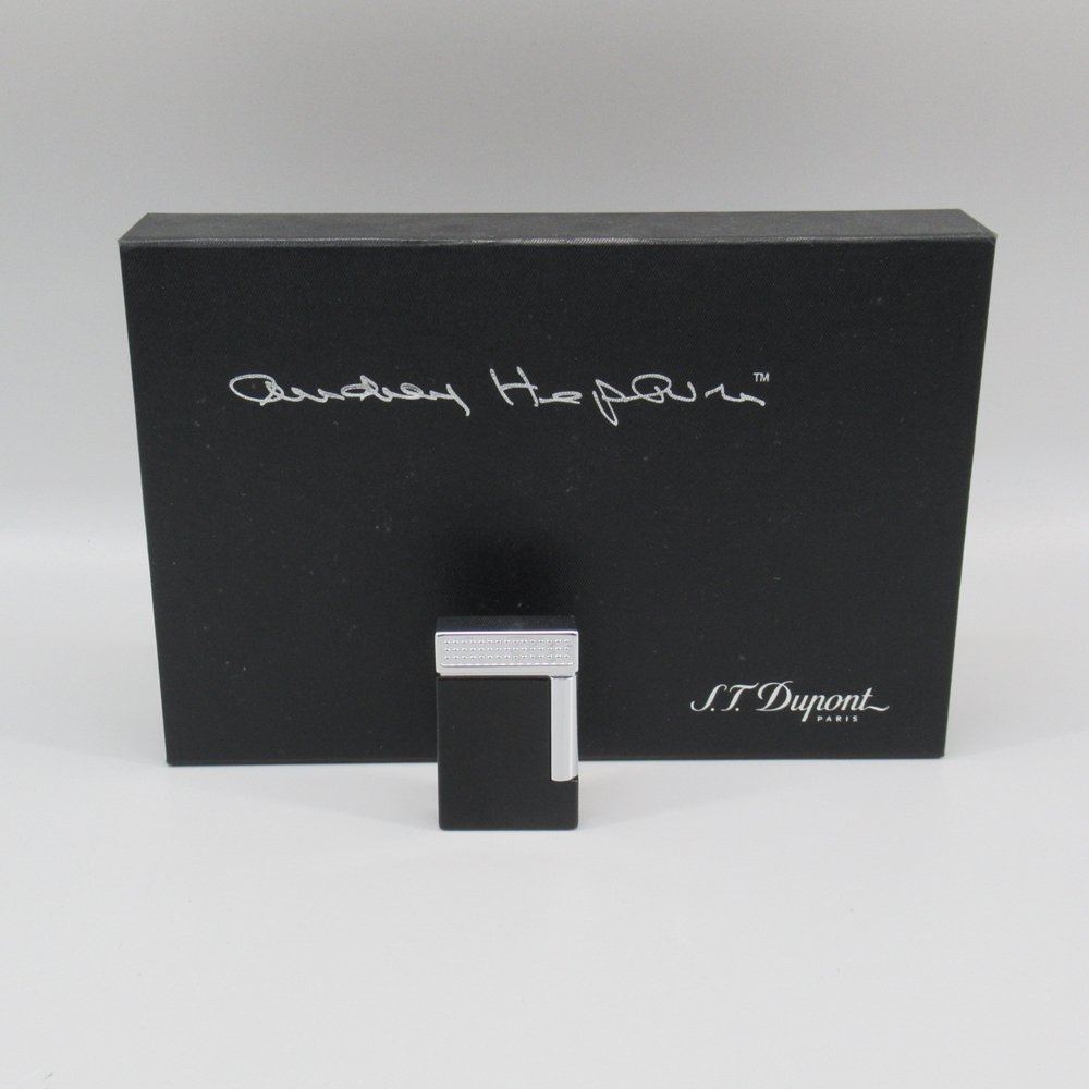 1円～ S.T.Dupont デュポン ガスライター ブラック×シルバー 箱付き ※着火未確認 現状品 ライター 338-2086742【O商品】