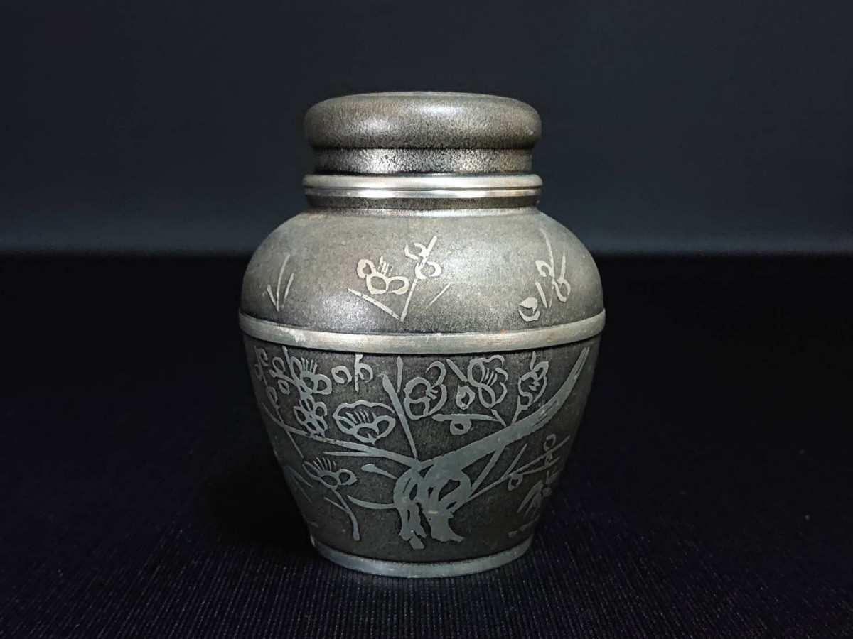 茶壺 乾茂號造 本錫製 錫器 茶入 【 平安 清課堂 造 本