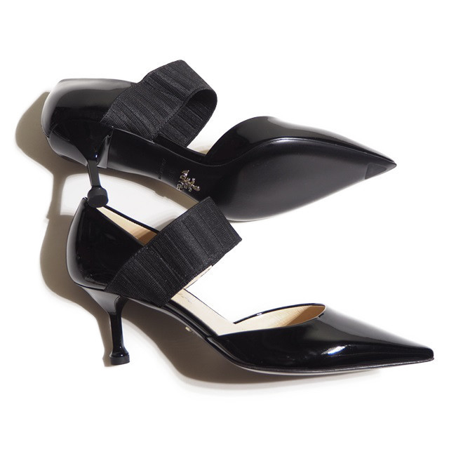 H5856P ○PRADA プラダ○ 新品 ゴムストラップ エナメル ポインテッド