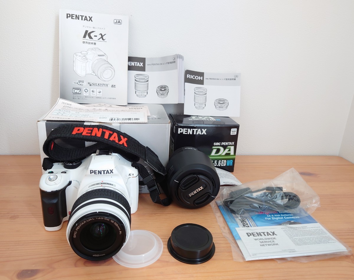 送料無料★PENTAX ペンタックス K-x デジタル一眼レフカメラ ズームセット★検)18-55mm F3.5-5.6 AL/55-200mm f4-5.6 ED WR 美品【現状品】