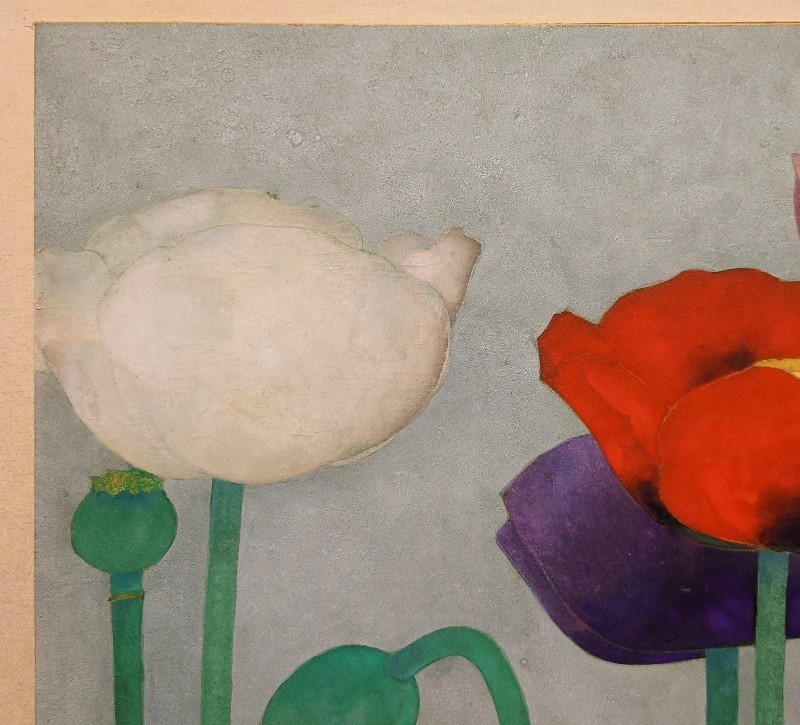 浜田観 花芥子 日本画 10号 共シール 日本芸術院会員 日展顧問 物故