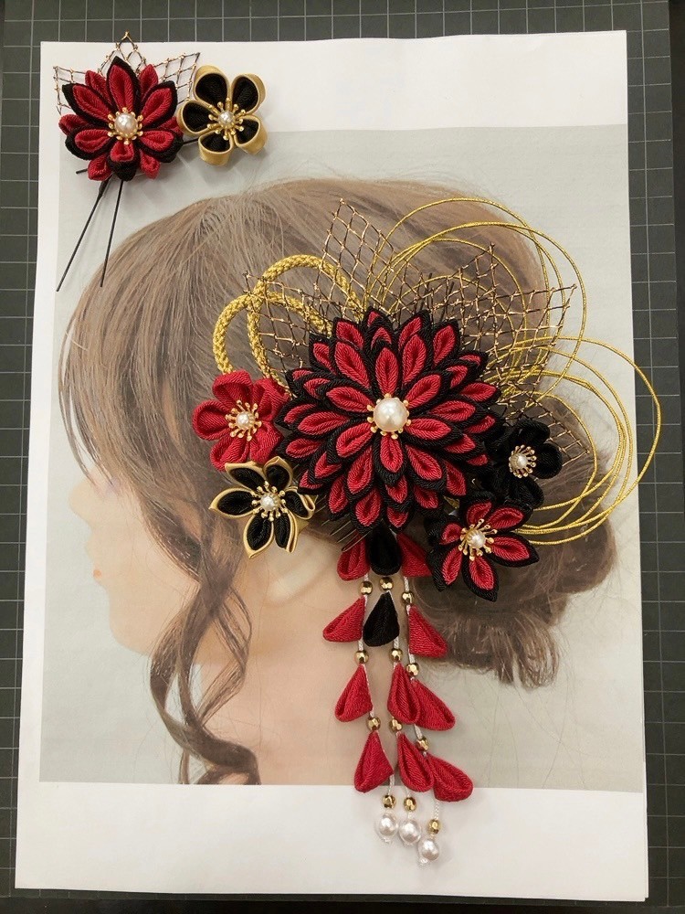 髪飾り つまみ細工 成人式 卒業式 入学式 七五三 浴衣など 送料無料 0556