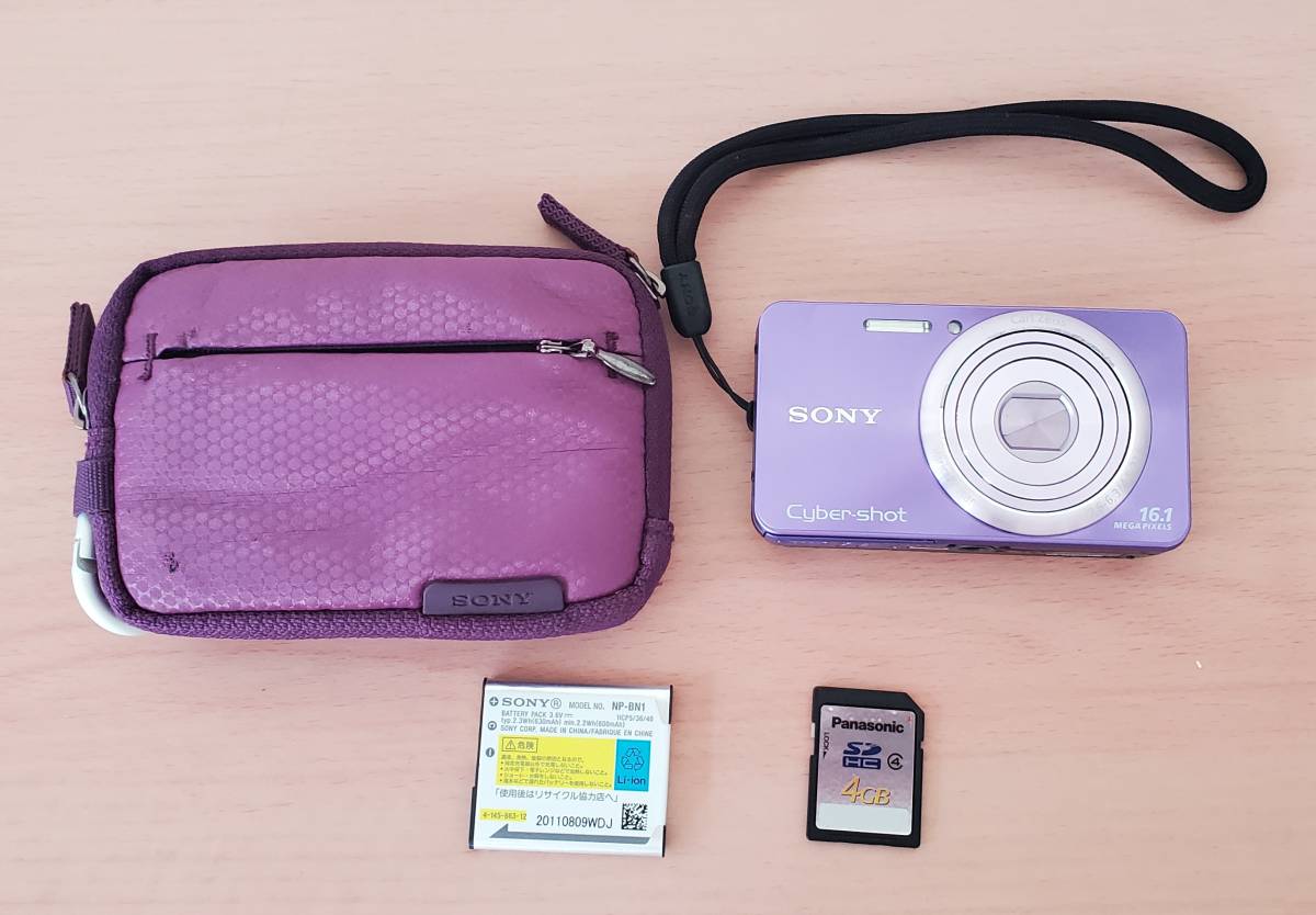 13492　ソニー　デジカメ　サイバーショット　DSC-W570　本体　バッテリー　SDカード　純正ケース　動作未確認　包装無しで発送