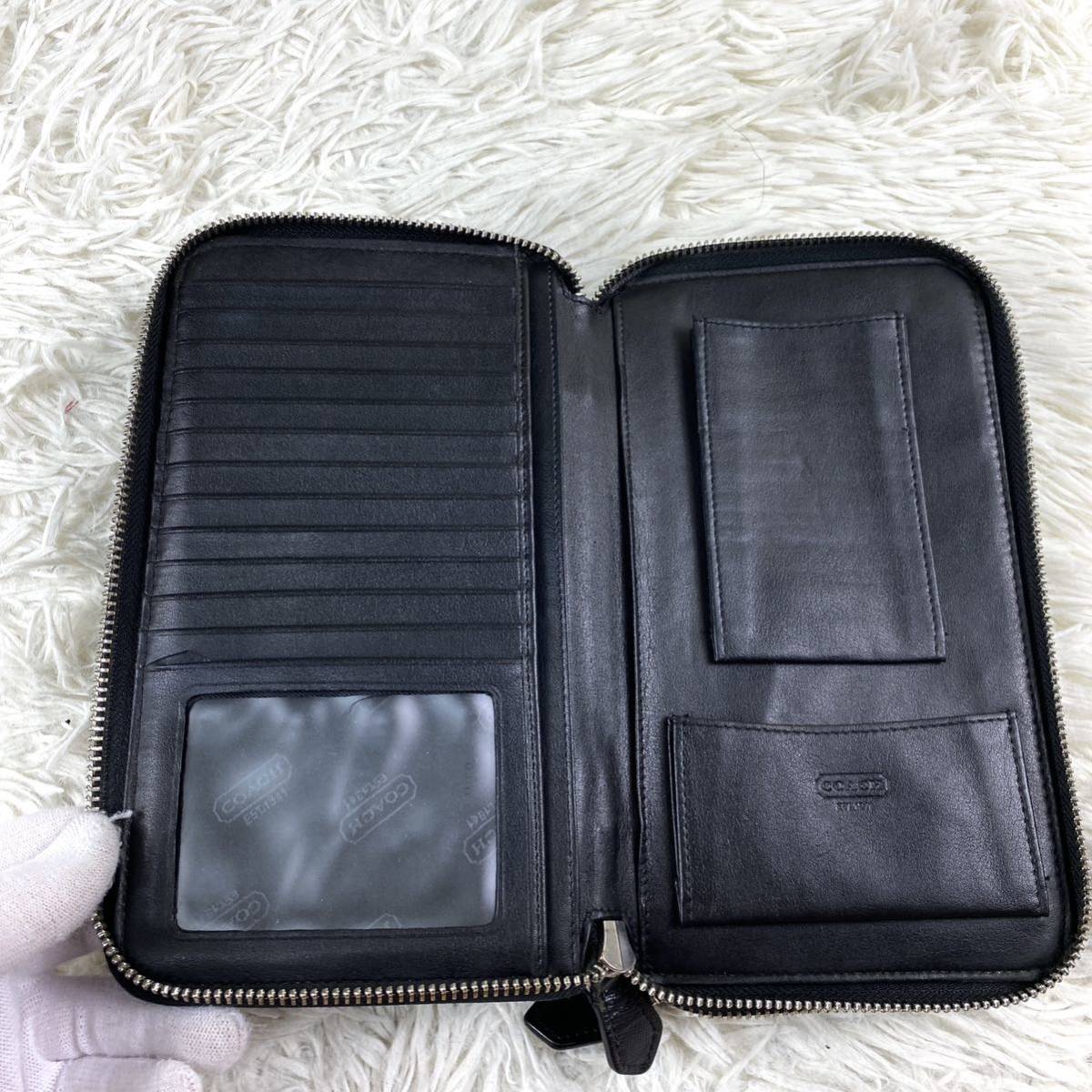 1円【良品】COACH コーチ オーガナイザー 長財布 ラウンドファスナー 