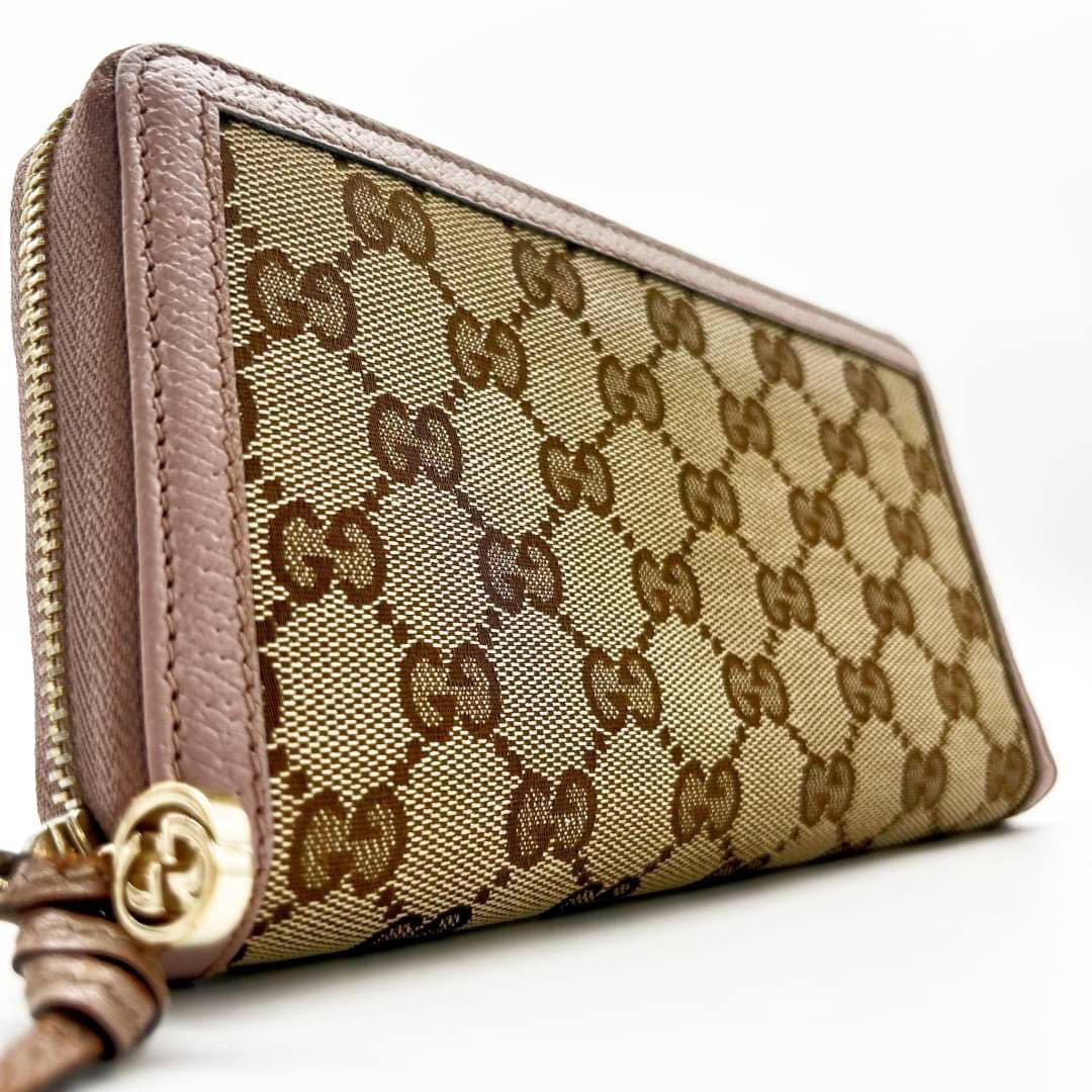 GUCCI グッチ　長財布　シマレザー　GG柄　インターロッキング　アイボリー グッチ【美品】GUCCI 長財布 ラウンドファスナー GG柄 インター