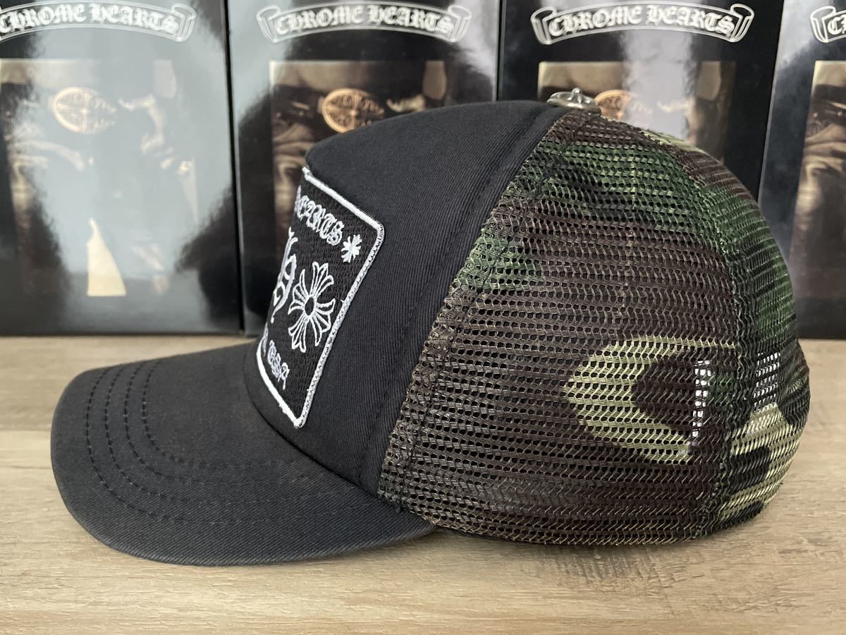 クロムハーツ CH 刺繍 トラッカーキャップ 黒 迷彩 カモフラ メッシュ