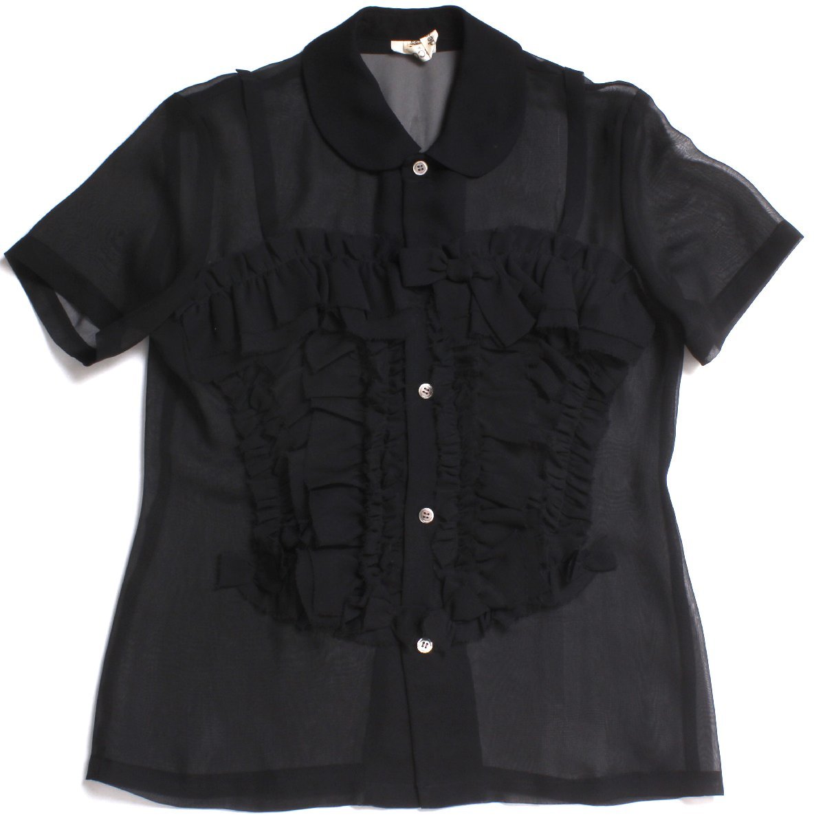 COMME des GARCONS S/Sシアーブラウス ブラック sizeSS コムデギャルソン 半袖ブラウス シャツ