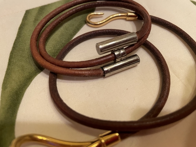 ★☆HERMES エルメス レザーブレスレット アクセサリー 革ブラウン系 2種セット☆★